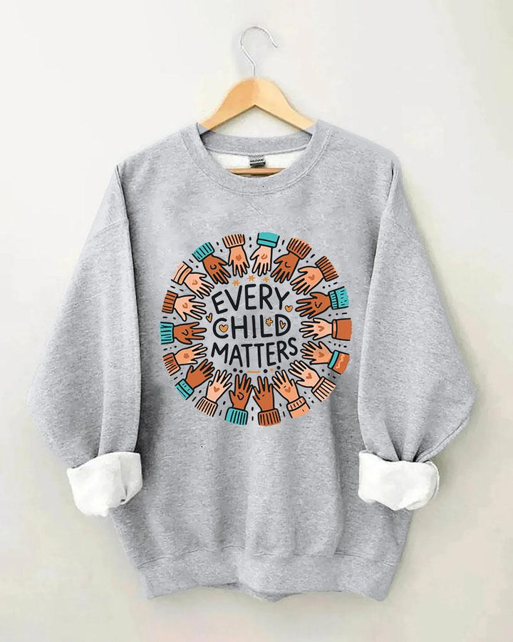 Women's Slogan Every Child Matters Print Round Neck Sweatershirts