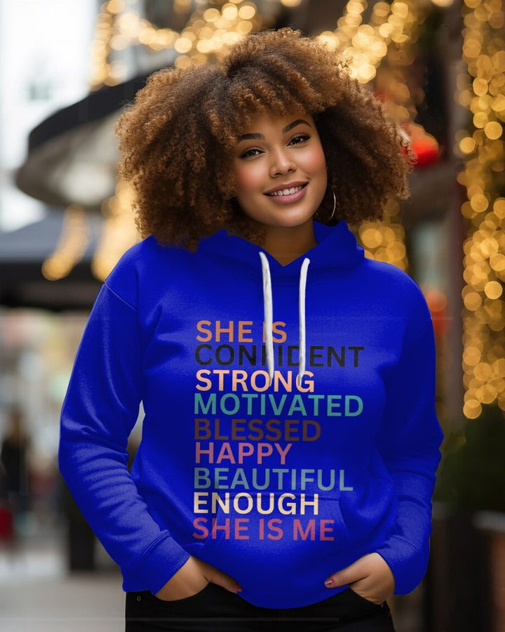 She Is Me Empowerment Graphic Long-sleeved Hoodie