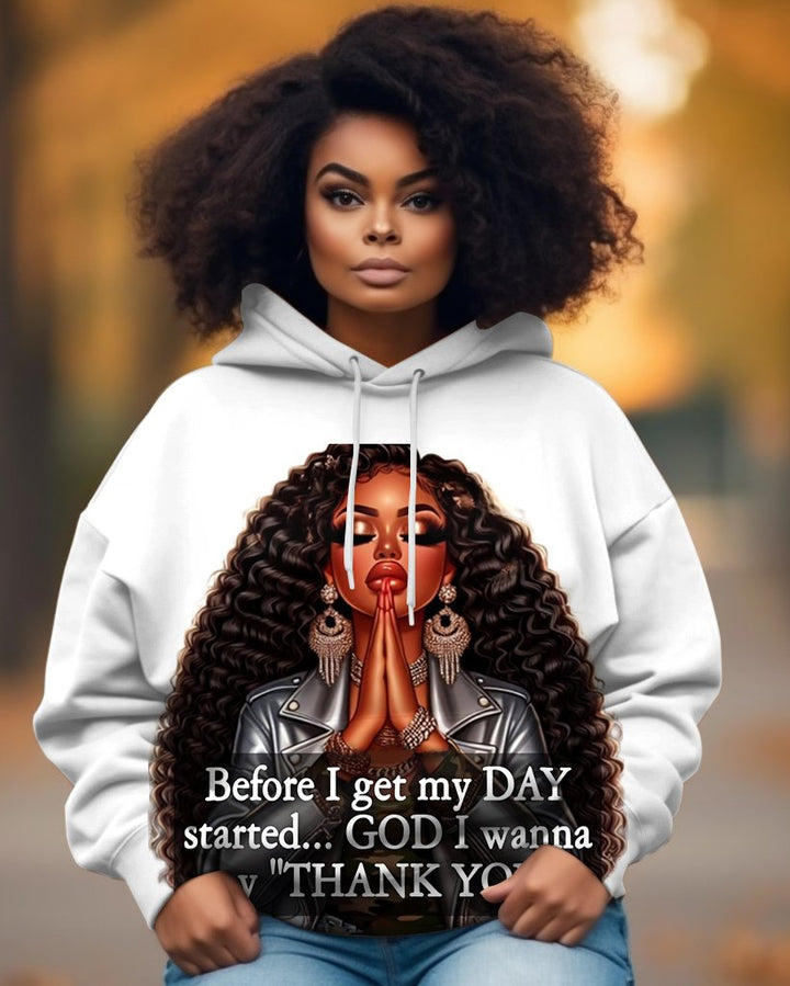 Curly Girl Praying God Long-sleeved Hoodie