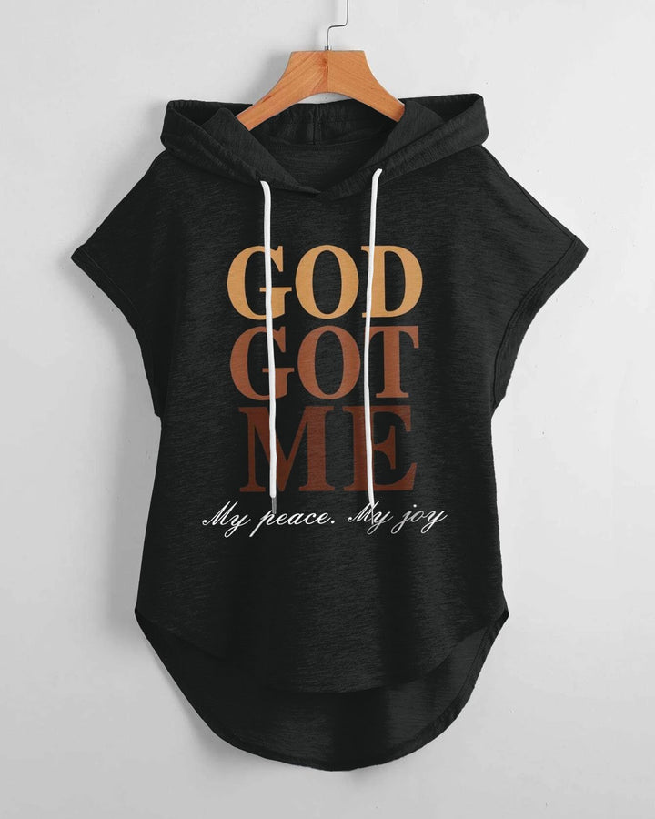 God Got Me Hem Drawstring Hooded Tee