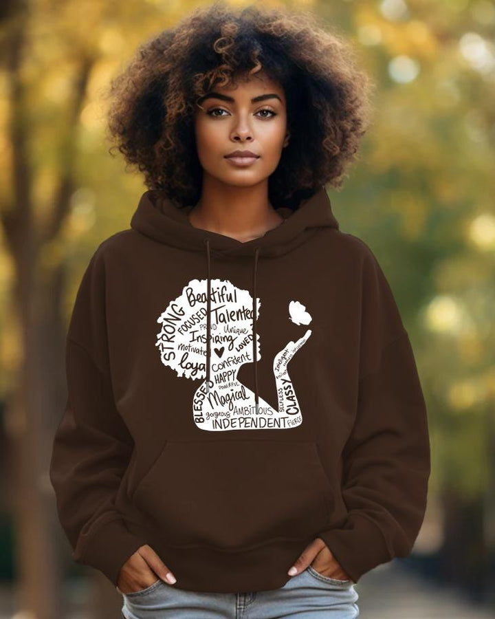 Cotton-Black Girl Magic Print Fashion Daily Long Sleeve Hoodie