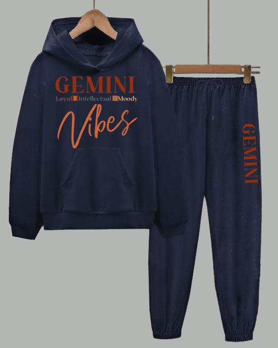 Gemini Vibes Long Sleeve Hoodie Two Pieces Set