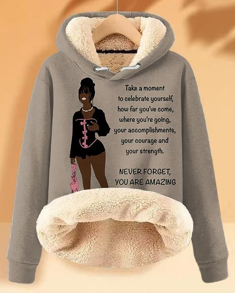 Plush and Warm You Are Amazing Long-sleeved Hoodie