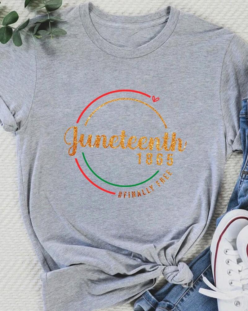 Creative Juneteenth 1865 circle print short-sleeved ladies T-shirt