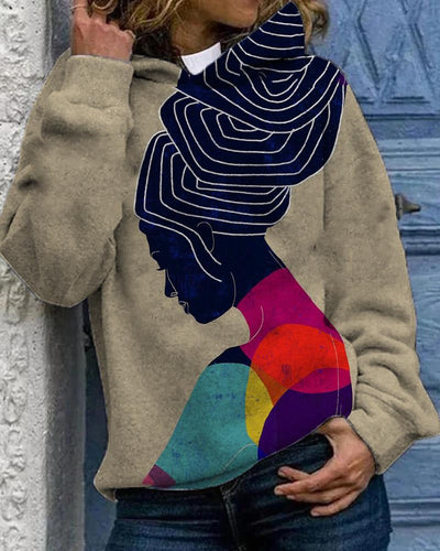 Artistic casual printed personalized hooded sweatshirt