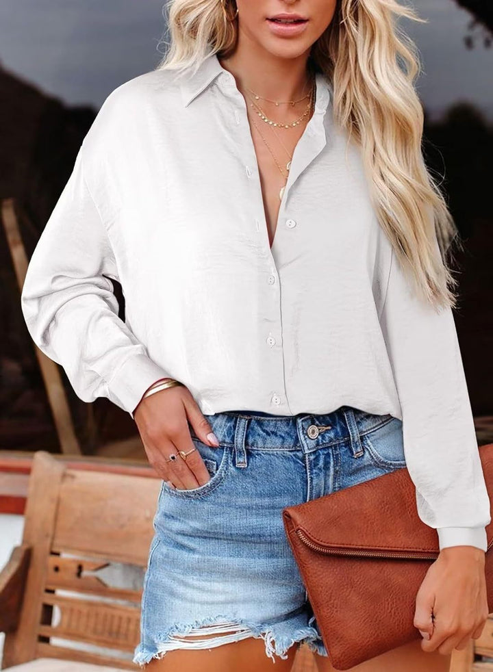 Solid Color Casual Long Sleeves Blouse