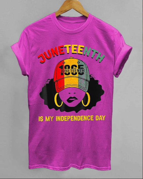 Black Juneteenth 1865 Girls Cartoon Print Round Neck T-Shirt