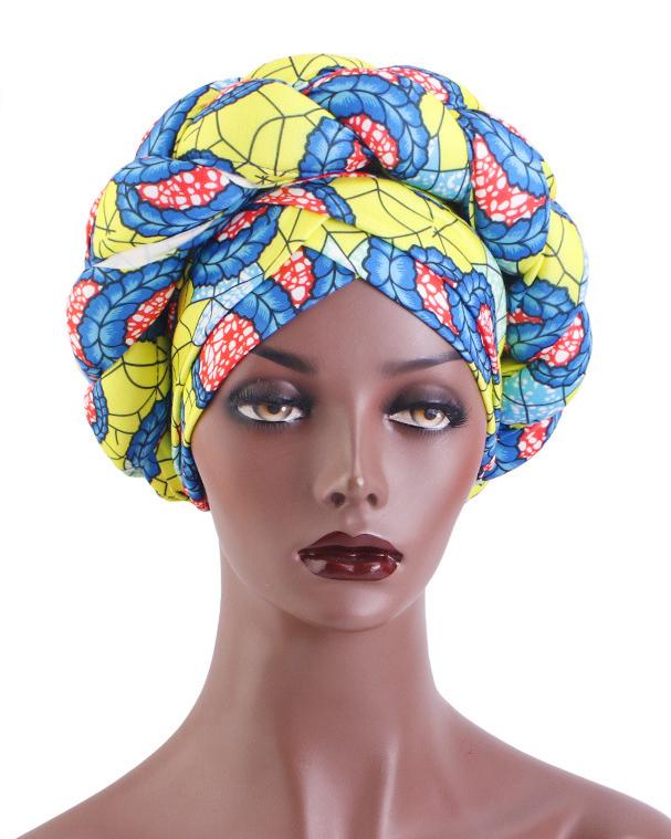 African Print Three-dimensional Sponge Braided Turban Hat