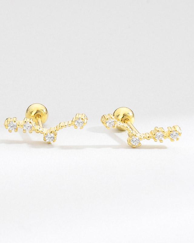 12 Constellations Gold Diamond Stud Earrings