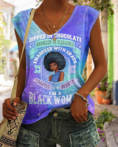 Black Girl Ombre Print Sleeveless Tank Top for Women