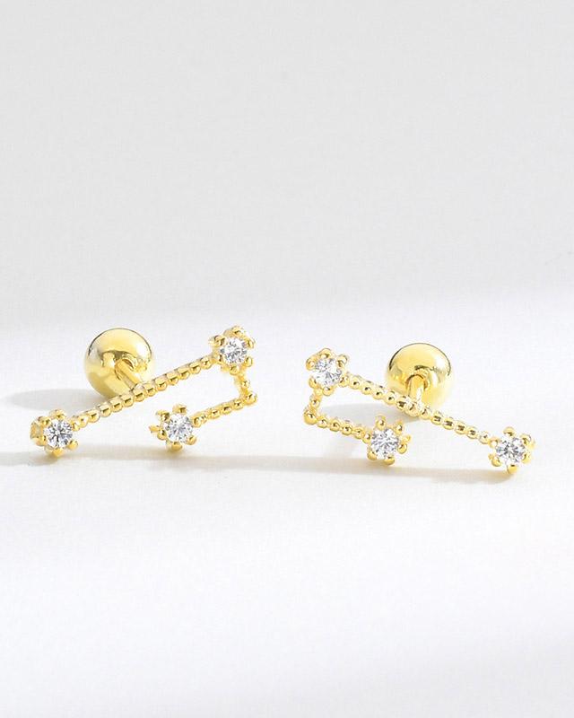 12 Constellations Gold Diamond Stud Earrings