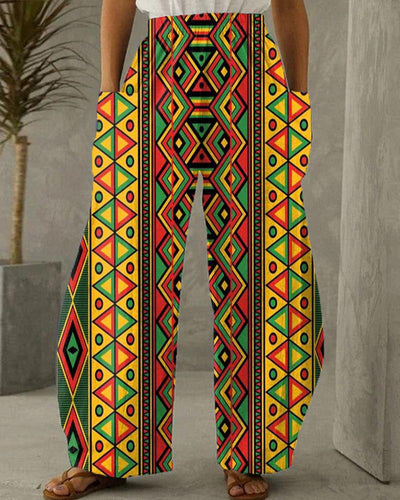 Black June Festival Ethnic Style Printed Women's Pants