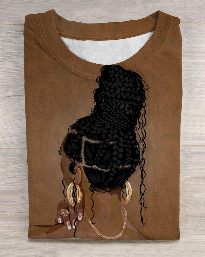 Brown Girl with Curly Braids Short Sleeve Tshirt