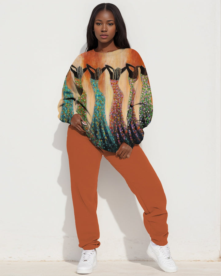 Artistic Portrait Sweatshirt Two Pieces Set