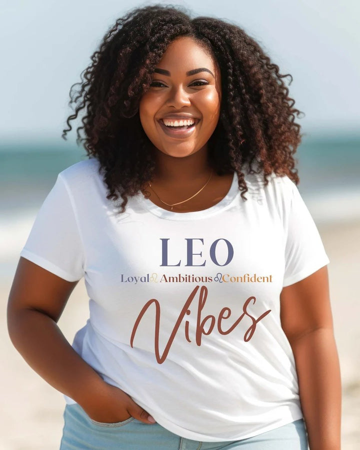 Leo Vibes Letter Crew Neck Unisex Short Sleeve Tshirt