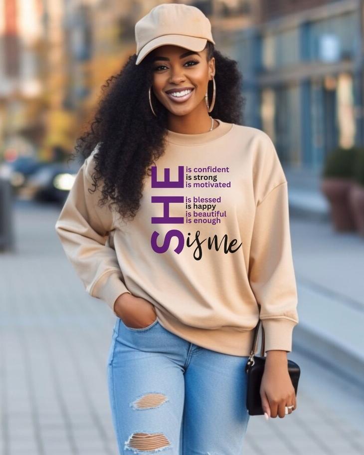 (Purple Black)Self Love She Is Long Sleeve Sweatshirt