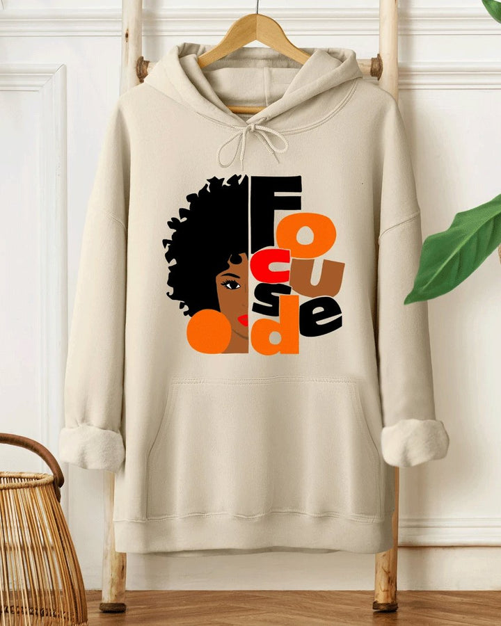 Focused Black Girl Melanin Long Sleeve Long Sleeve Hoodie