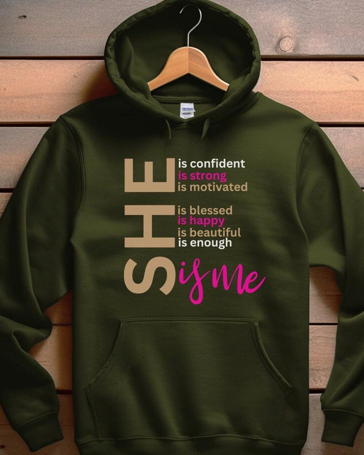 (Khaki Rose)She Is Me Long Sleeves Hoodie