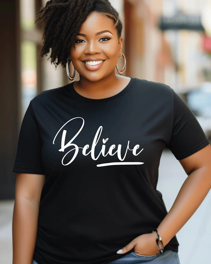 Believe Crew Neck Unisex Short Sleeve Tshirt