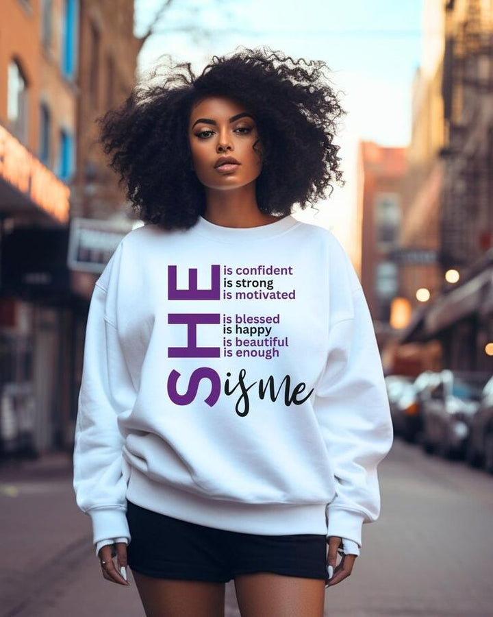 (Purple Black)Self Love She Is Long Sleeve Sweatshirt