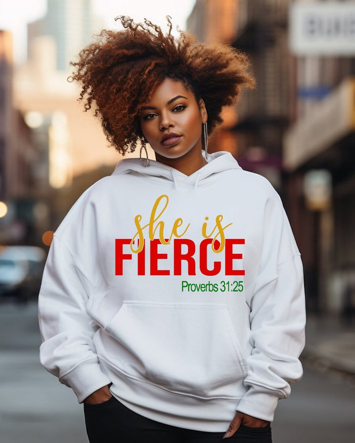 She Is Fierce Proverbs 31:25 Long Sleeve Hoodie