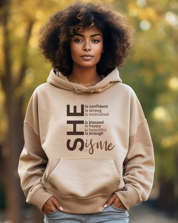 (Black)She Is Me Long Sleeves Hoodie