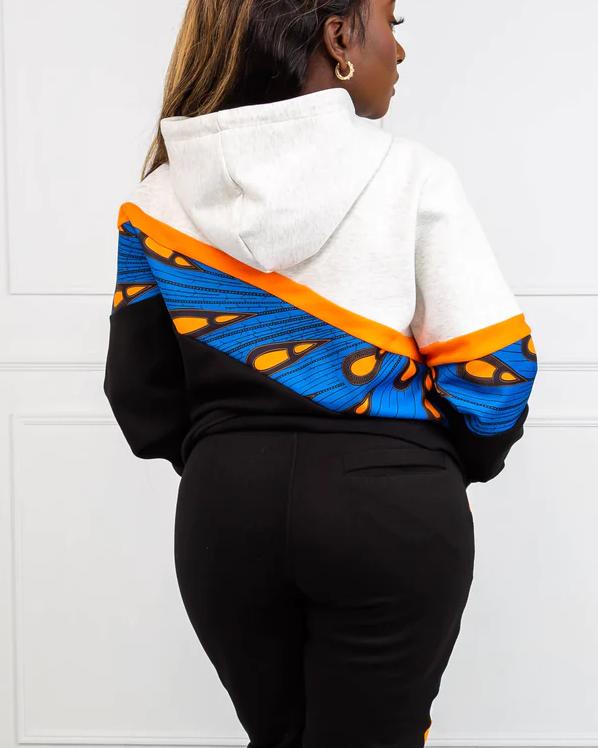 Ankara  Asymmetric Stripe Hoodie