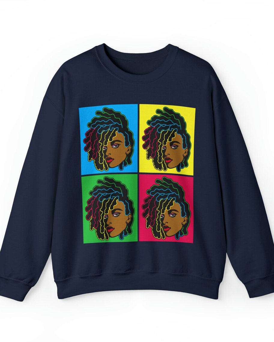 Black Woman Colorful Locs Long Sleeve Sweatshirt