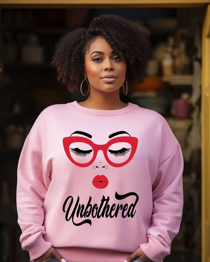 Unbothered Women's Motivational Crewneck Long Sleeve Sweatshirt