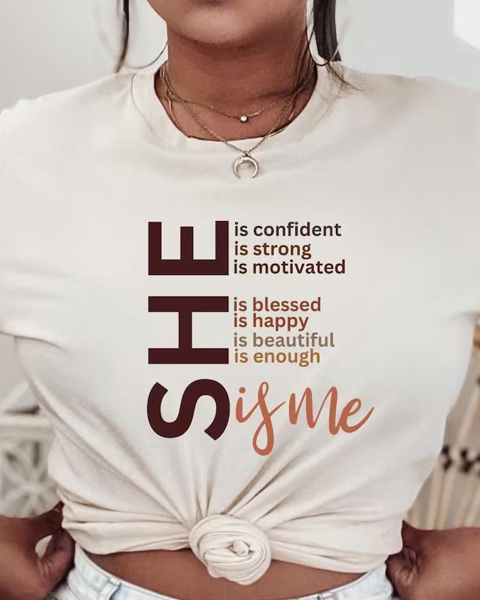 (Brown)She Is Me Short Sleeve T Shirt