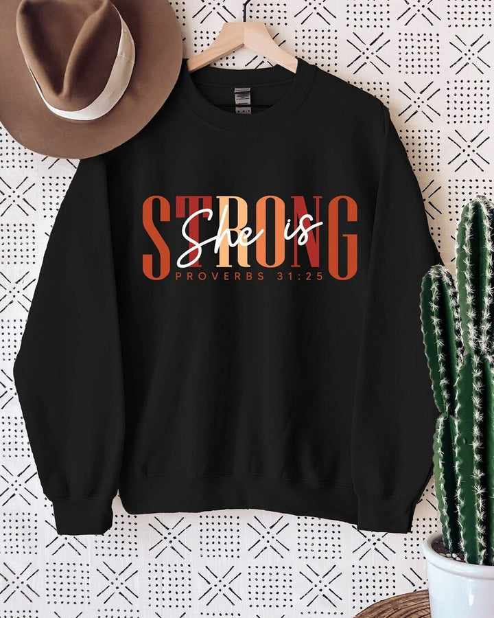 She Is Strong Long Sleeve Sweatshirt