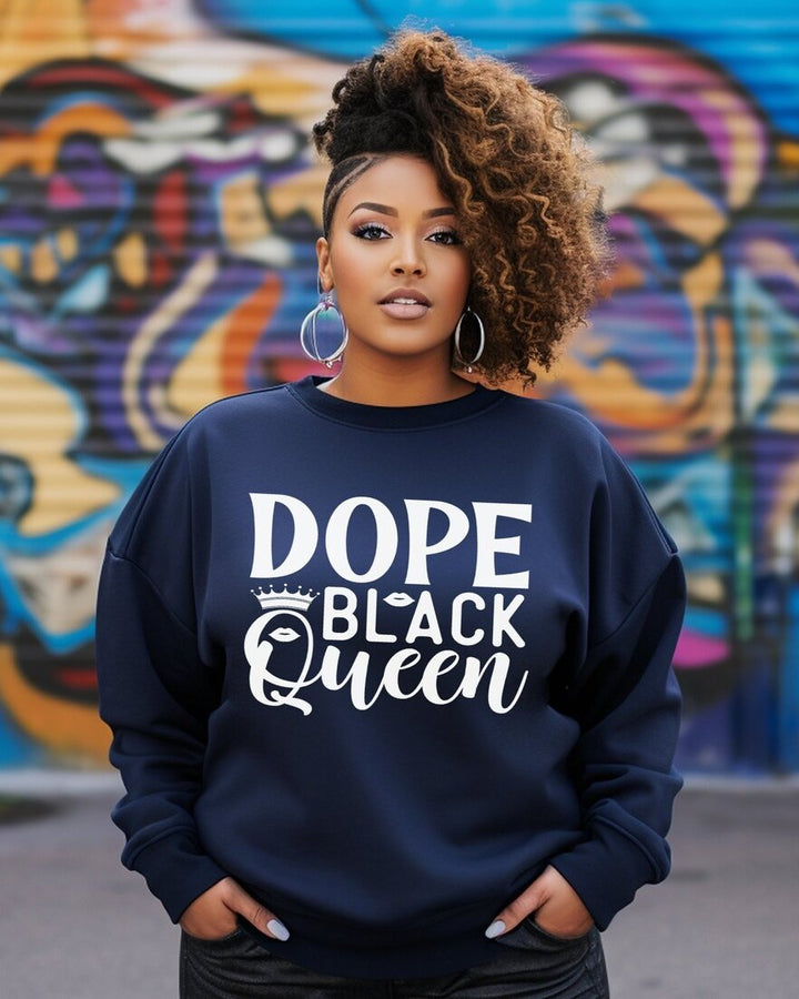 Dope Black Queen Crewneck Long Sleeve Sweatshirt