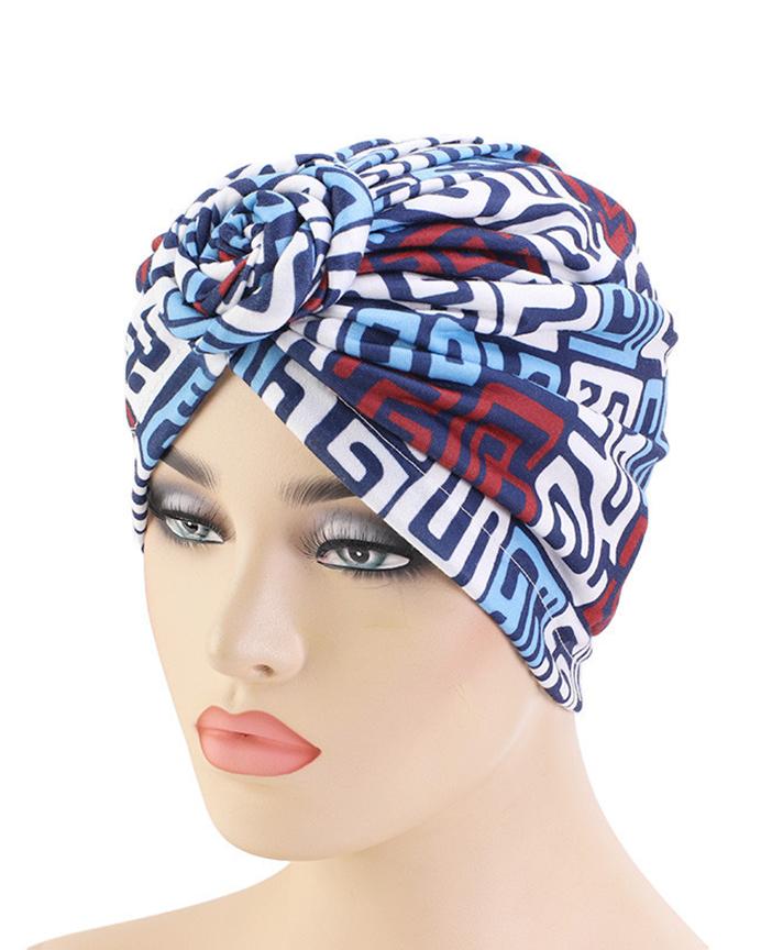 Fashionable Casual Bohemian Style Printed Flower Turban Hat