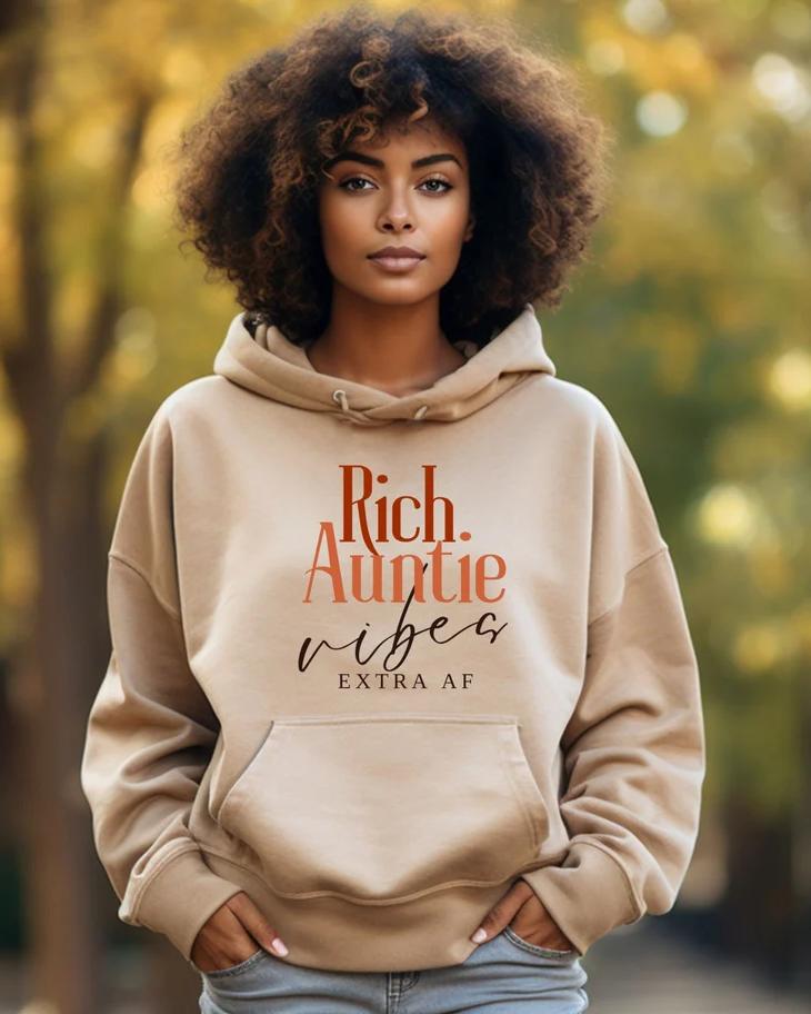 Black Woman Rich Auntie Vibes Hoodie