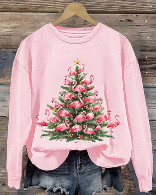 Flamingo Christmas Tree Crewneck Sweatshirt