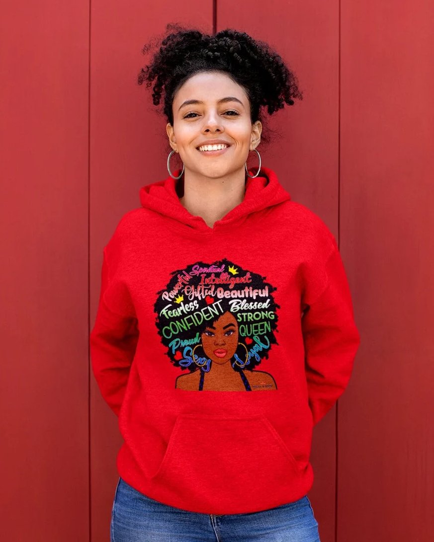 Shoulder length Afro Woman Long-sleeved Hoodie