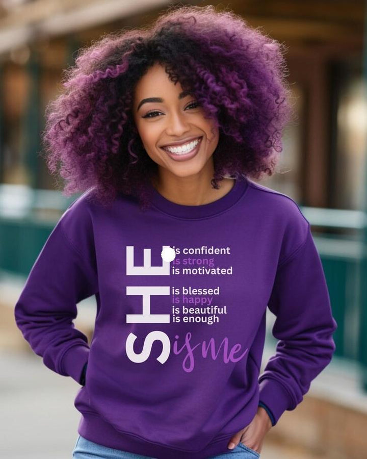 (Purple Black)Self Love She Is Long Sleeve Sweatshirt