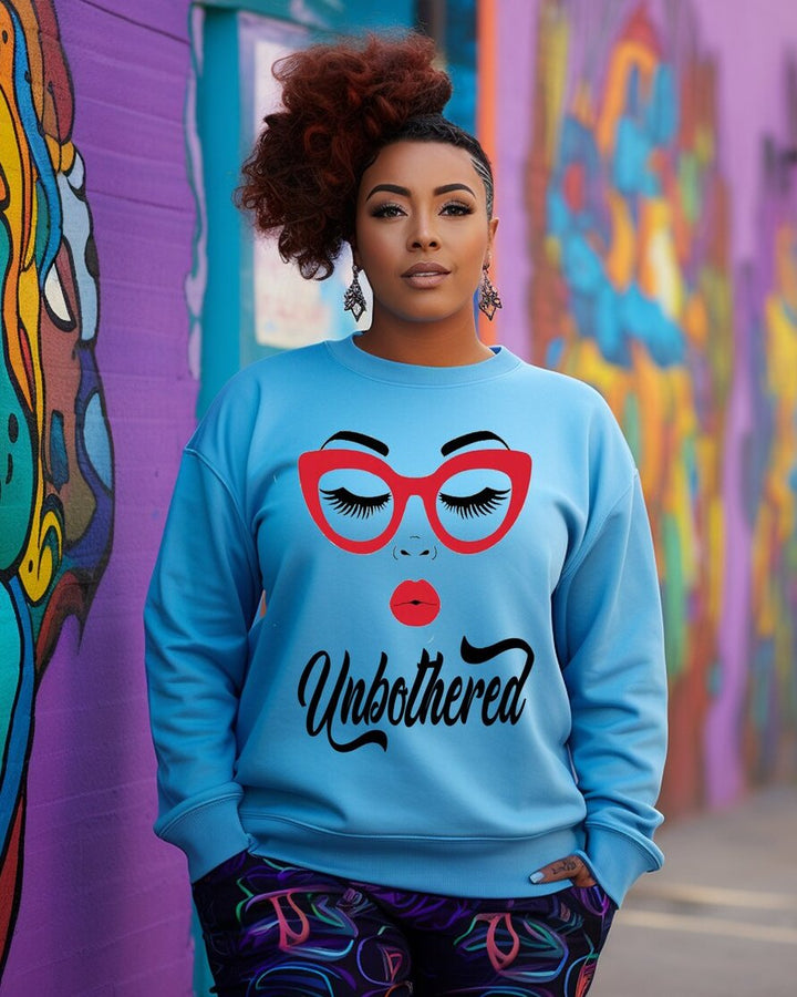 Unbothered Women's Motivational Crewneck Long Sleeve Sweatshirt