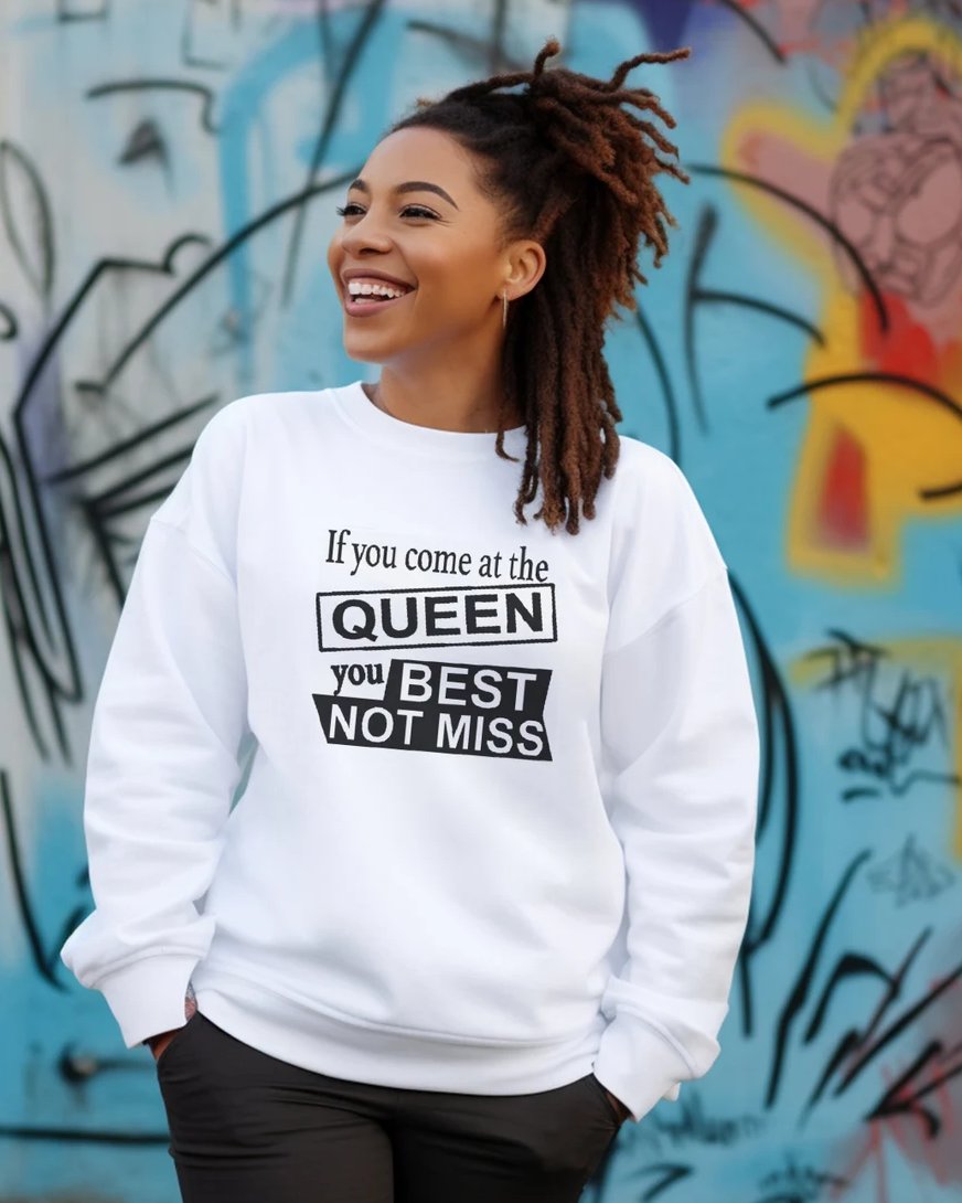 Black Queen Crewneck Long Sleeve Sweatshirt