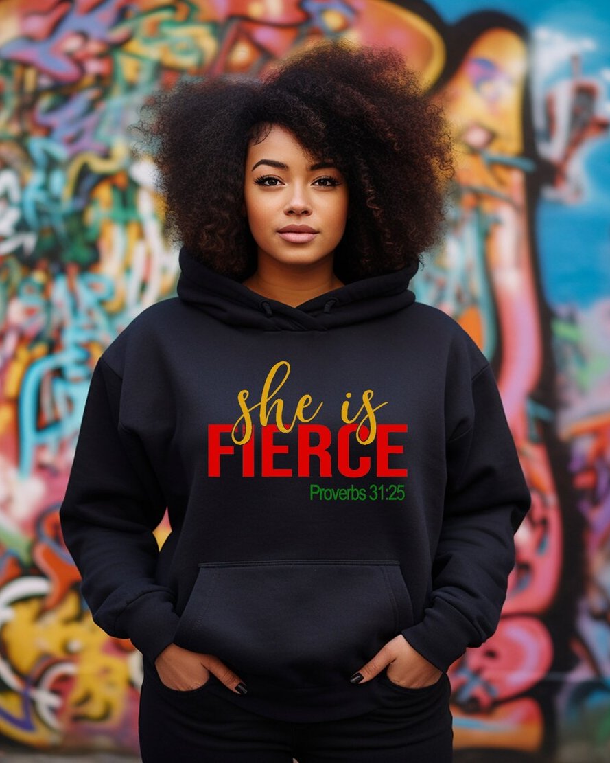 She Is Fierce Proverbs 31:25 Long Sleeve Hoodie