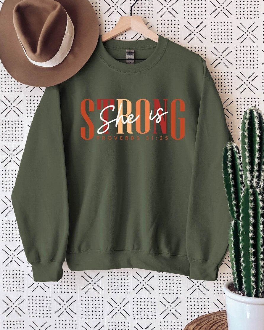 She Is Strong Long Sleeve Sweatshirt