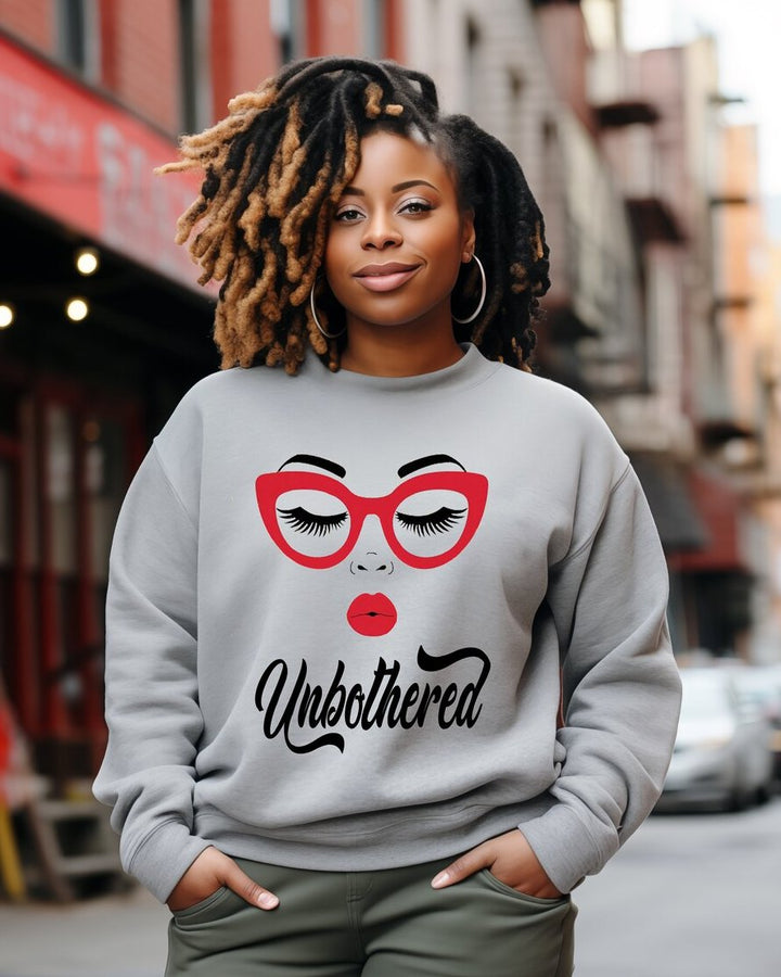 Unbothered Women's Motivational Crewneck Long Sleeve Sweatshirt