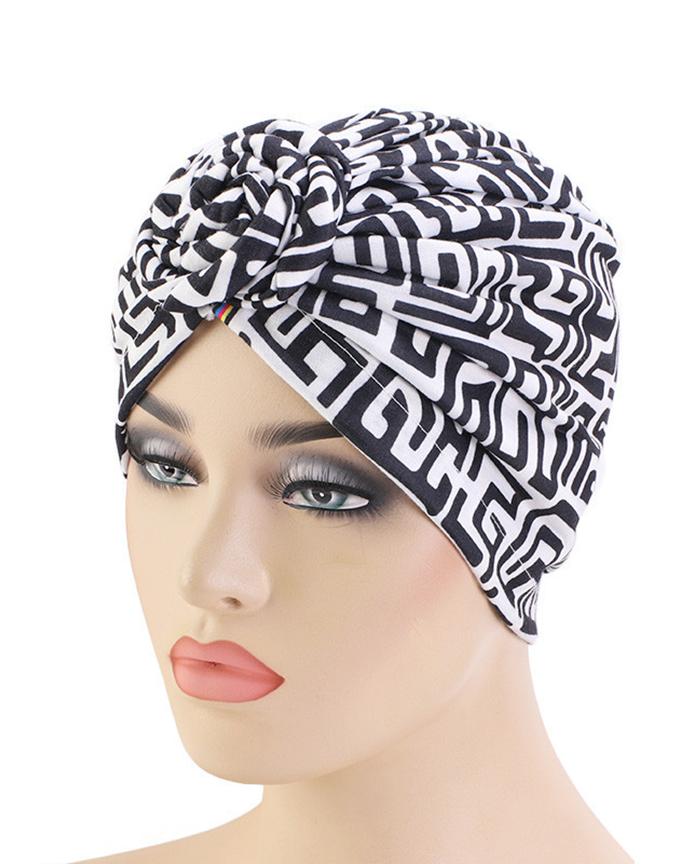 Fashionable Casual Bohemian Style Printed Flower Turban Hat