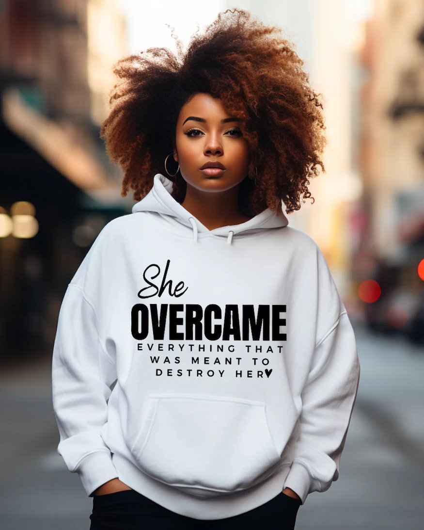 She Overcame Everything Long Sleeve Hoodie