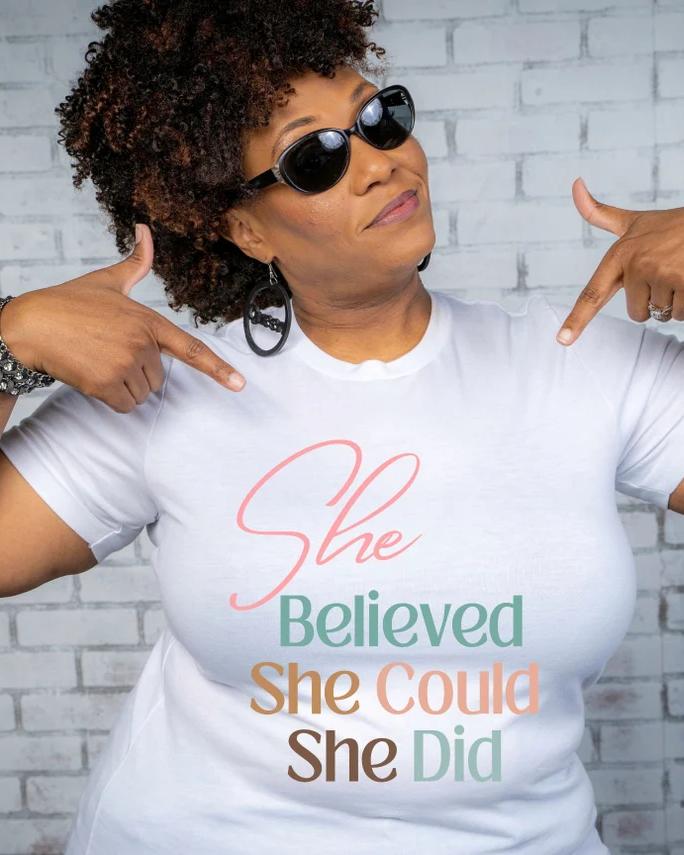 She Belived Positive Quote Short Sleeve T Shirt