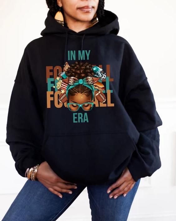 Black Woman Football Era Hoodie