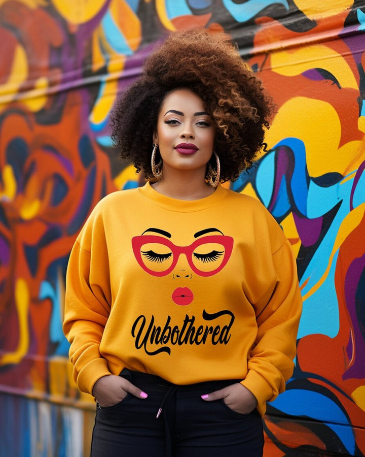 Unbothered Women's Motivational Crewneck Long Sleeve Sweatshirt