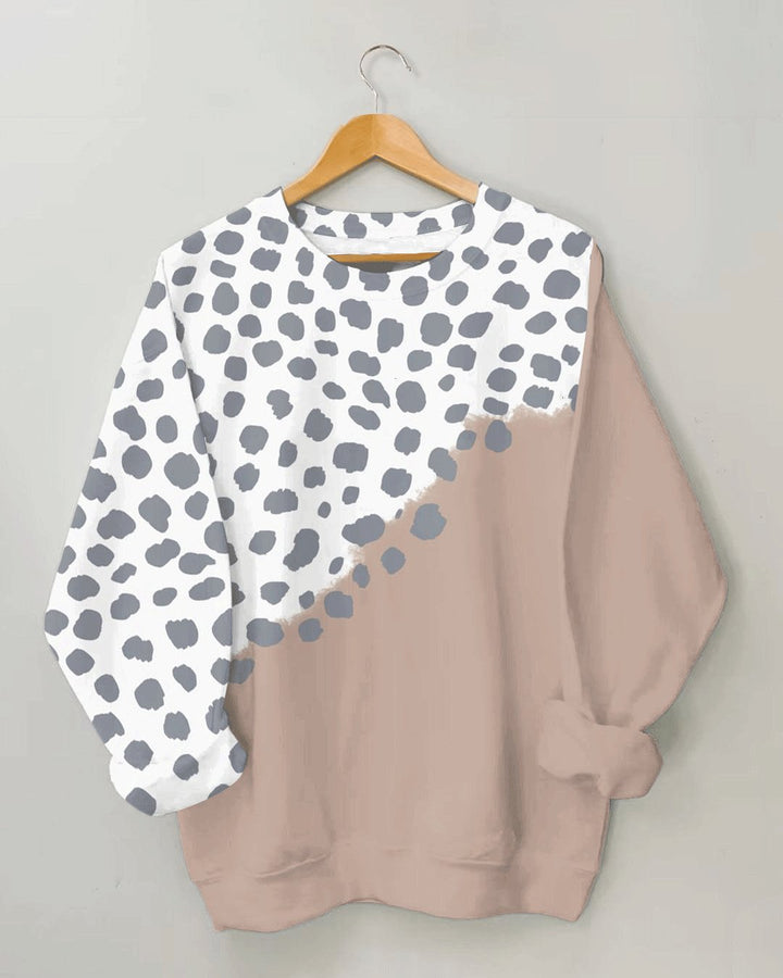 Women's Fashion Casual Irregular Patchwork Leopard Print Long Sleeve Sweatshirt