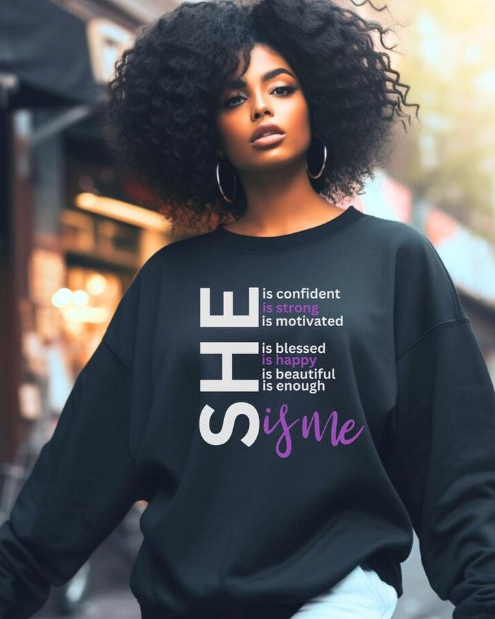 (Purple Black)Self Love She Is Long Sleeve Sweatshirt