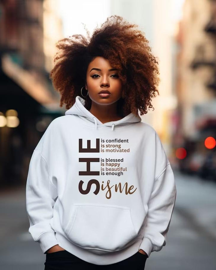 (Black)She Is Me Long Sleeves Hoodie